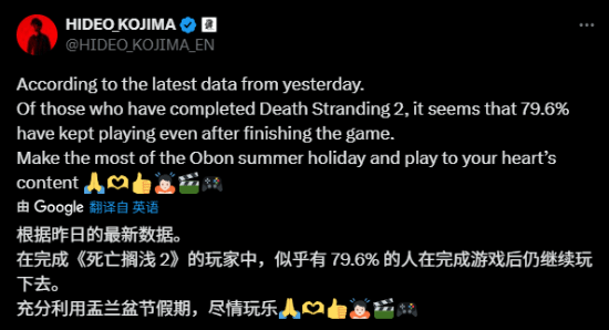 《死亡搁浅2》通关后玩家游玩率激增！79.6%用户深度投入游戏世界
