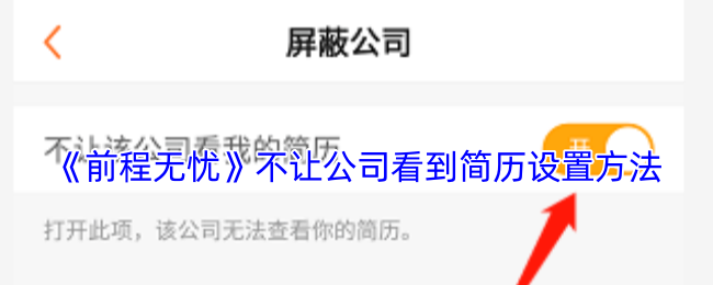 《前程无忧》如何隐藏简历设置以避免公司查看