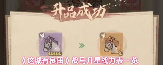 《这城有良田》战马升星战力解析大全
